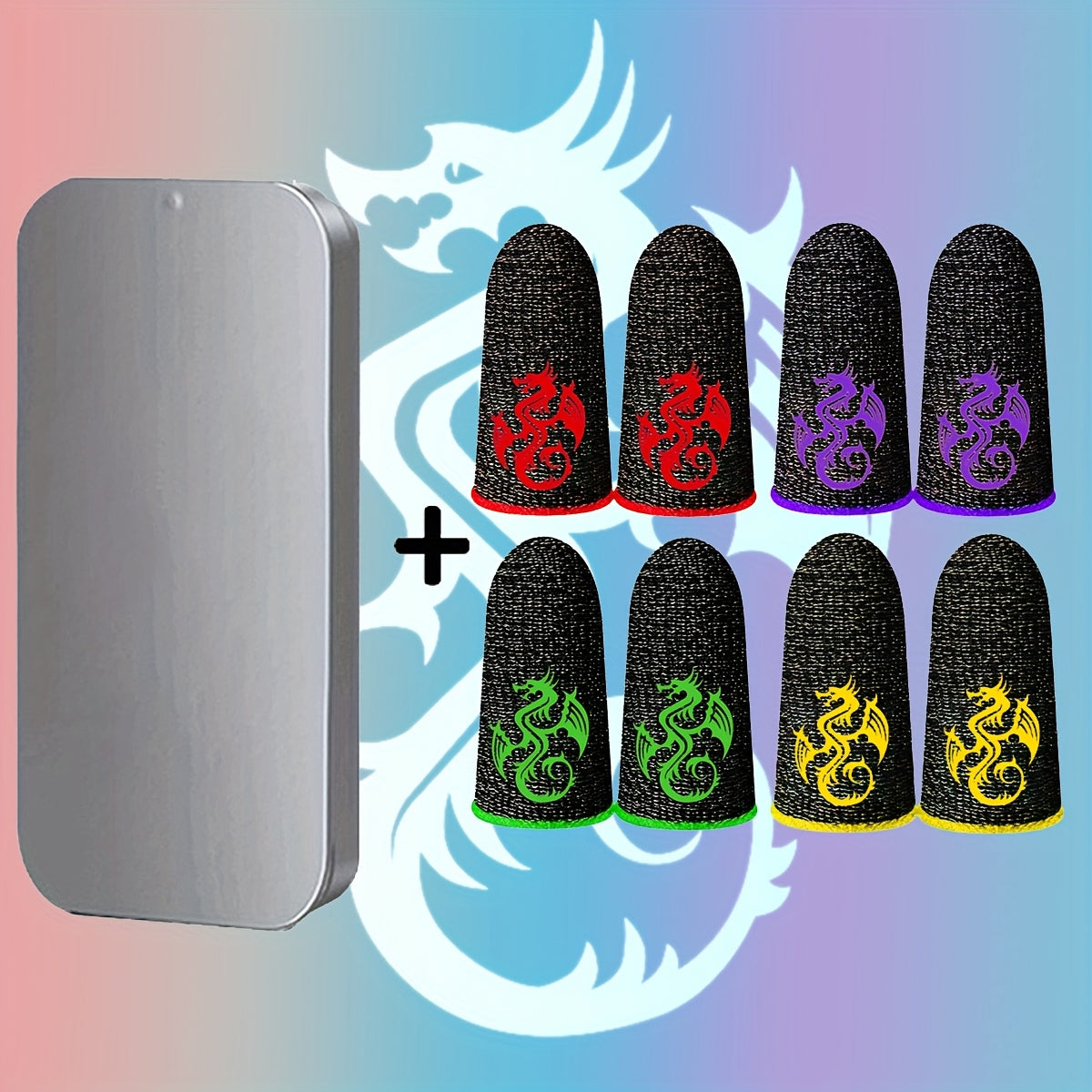 Game Finger Sleeves with Dragon Pattern, Carbon Fiber Material, Breathable, for Mobile Gaming