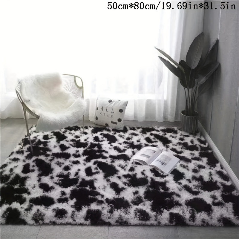 Tie-Dye Plush Area Rug with Gradient Design Non-Slip Thick Soft for Living Room Bedroom Balcony