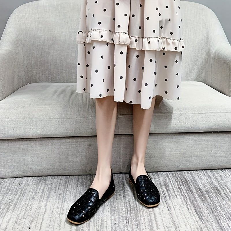 Ayollar uchun slip-on mokasinlar sintetik yostiqlangan ichki oyoq kiyim rezina tagli qulay kundalik va rasmiy poyabzal