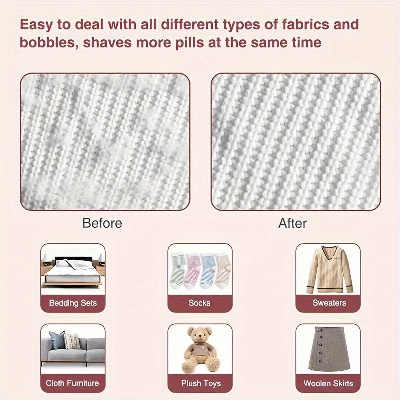 Electric Lint Remover Portable Fabric Care Tool White Pink Rechargeable