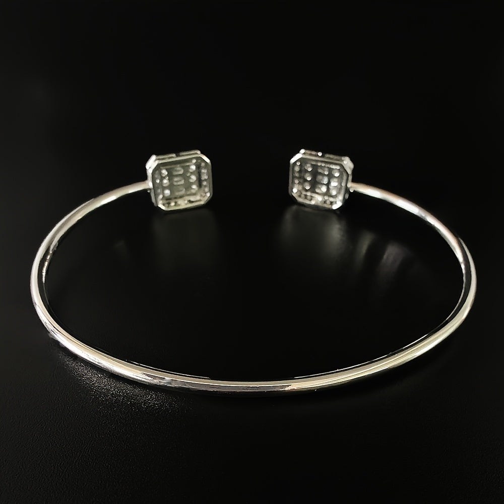 Women’s Copper Open Cuff Bracelet with Square Synthetic Zirconia Stylish Jewelry