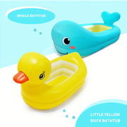 Bolalar uchun mo'ljallangan qulay shishiriladigan vannalar - Mustahkam PVC materialdan tayyorlangan, jonli ko'k rangda va qo'llab-quvvatlovchi orqa tayanchni o'z ichiga oladi.