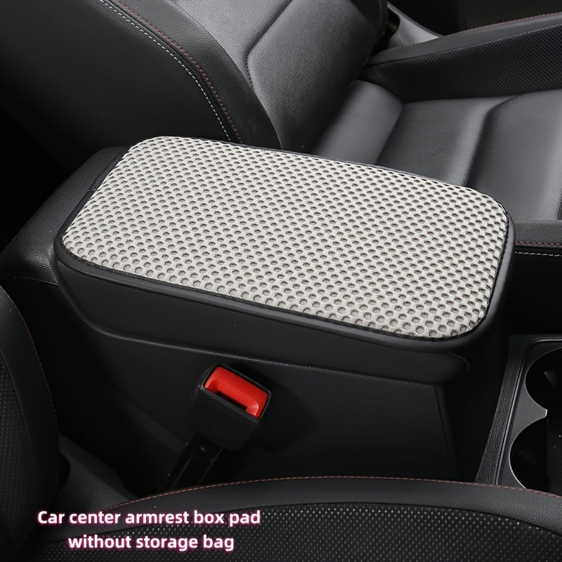 Car Interior Armrest Pad Ice Silk Fabric Storage Space Universal Fit