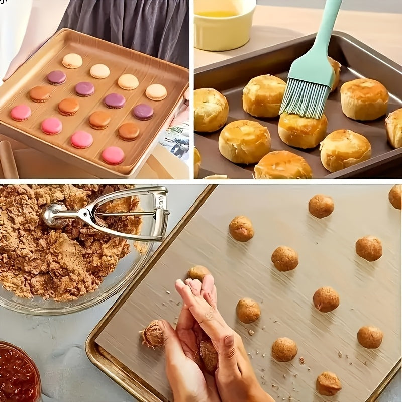 Tapetes de hornear antiadherentes resistentes a altas temperaturas, papel de lino duradero para hornos, microondas, parrillas, reutilizable y fácil de limpiar