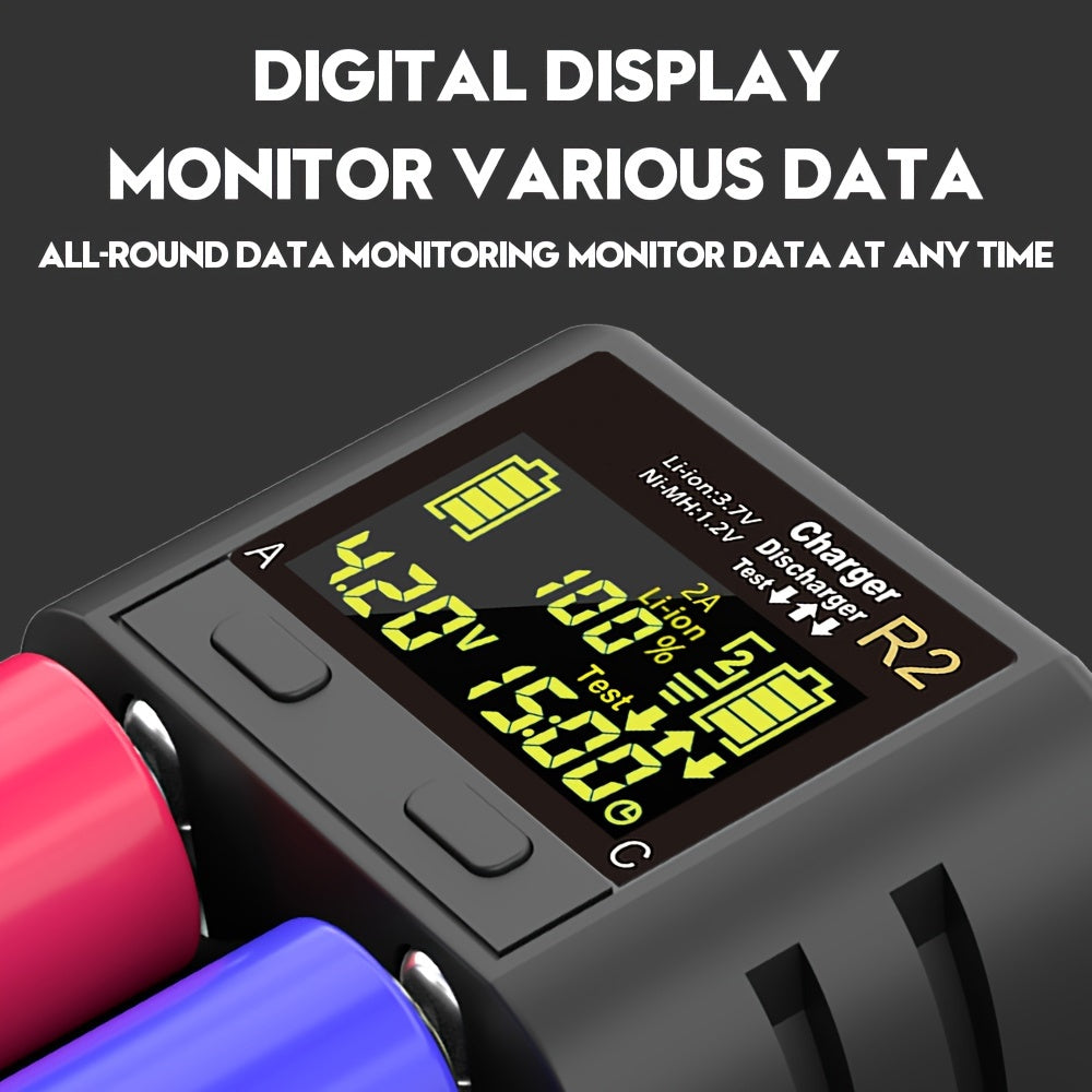 1 dona POWERKAN Dual Slot USB qayta zaryadlanadigan batareya zaryadlovchisi kameralar uchun, plastik material, 36V va undan past ishlash voltaji, litiy va nikel-metal gidrid uchun ko'p funksiyali aqlli zaryadlovchi.