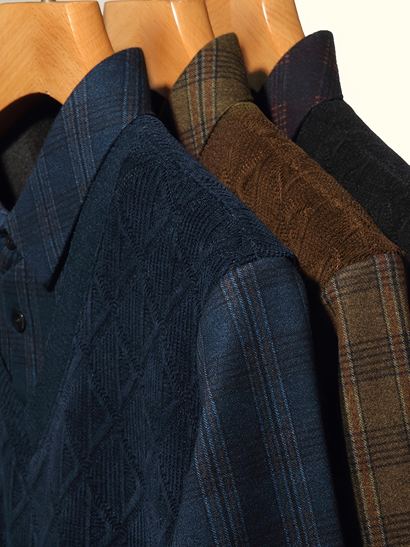 Sudadera de invierno para hombre con cuello forrado de terciopelo, tela de punto a rayas, camiseta casual de manga larga