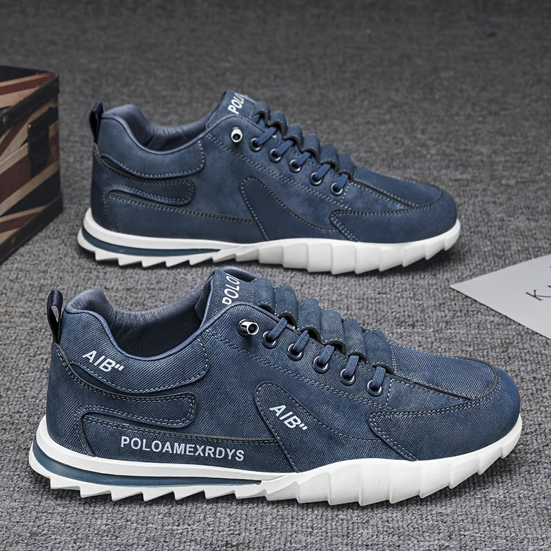 Men's Blue Sneakers with PU Upper PVC Sole Casual Running Shoes