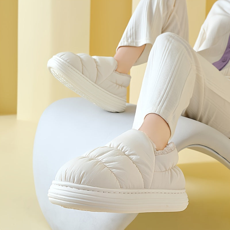 Ayollar uchun mo'ljallangan plüsh qishki chanoqchalar, yumshoq va issiq ichki va tashqi uy poyabzali, qora va oq