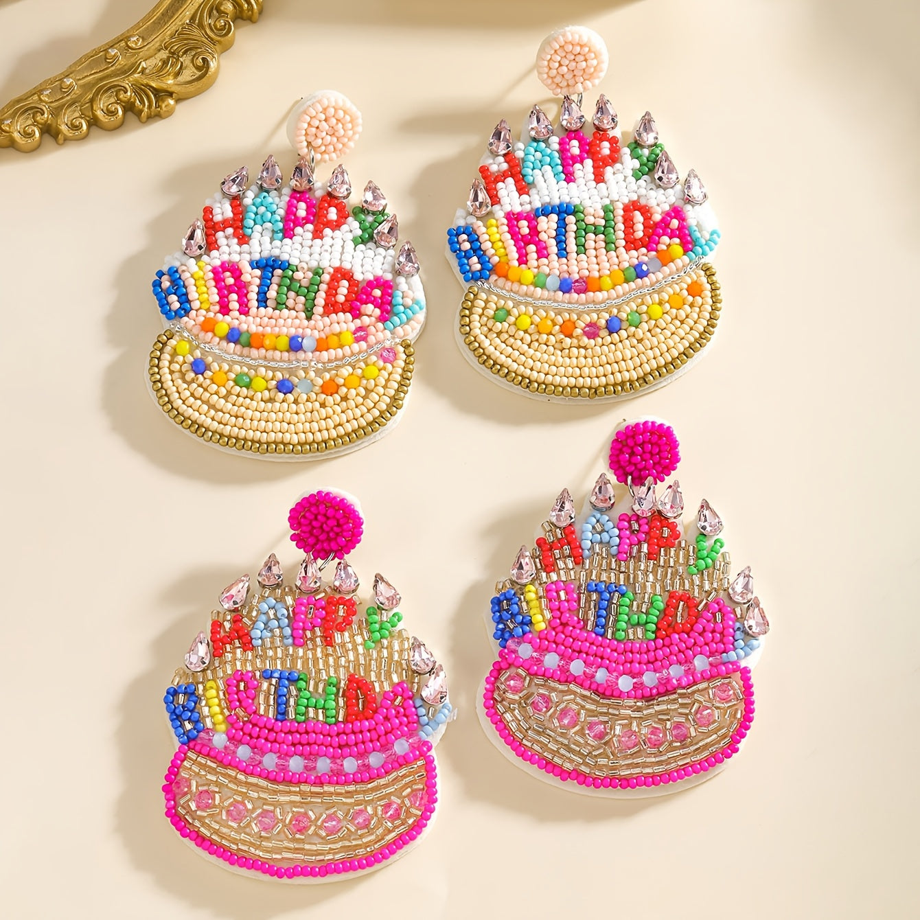 Pendientes de pastel de cuentas bohemias para mujer, colgantes de pedrería, pasadores de acero inoxidable