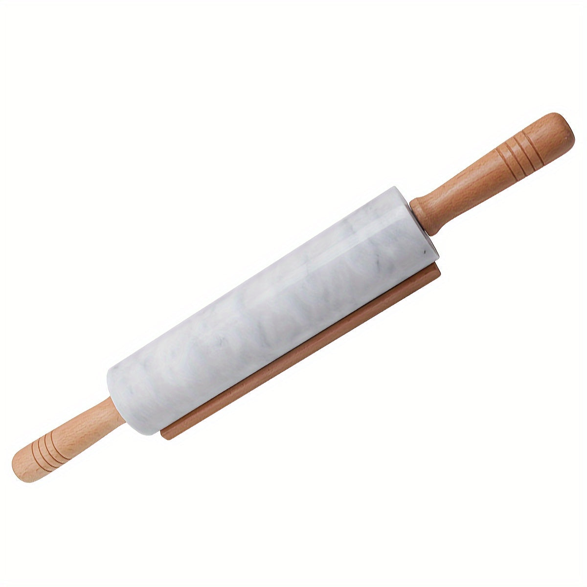 Marble Rolling Pin with Wooden Handle and Stand Non-Stick Surface for Baking