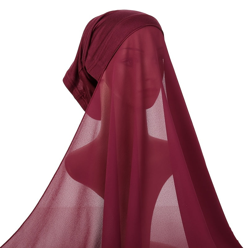 Women's Chiffon Instant Hijab with Built-in Undercap Windproof Sun Protection