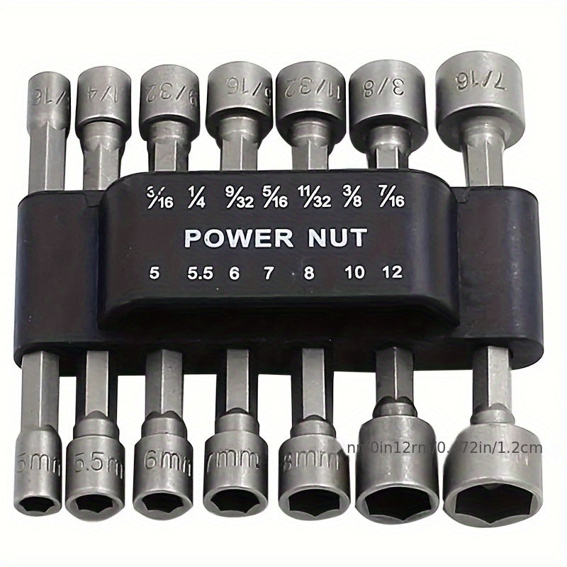 Universal Hex Socket Wrench Set 9 or 14 Pieces with Drill Tool and Accessories