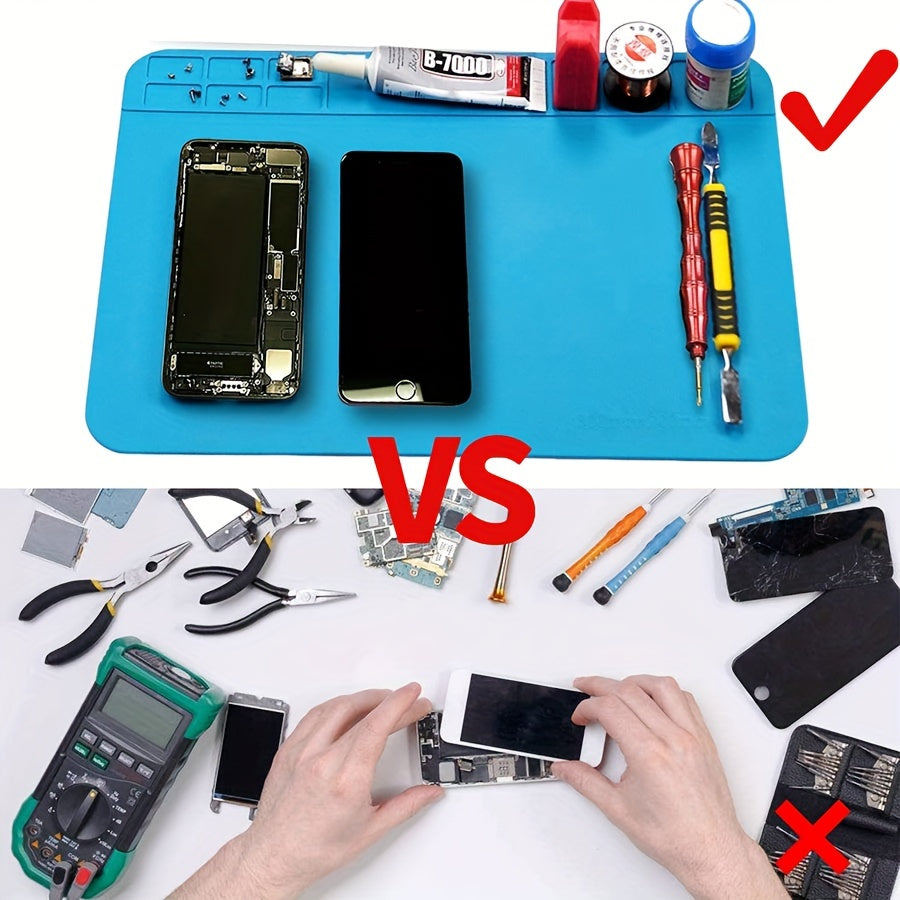 Silicone Soldering Mat with Screw Position for Electronics Repair 11.8 x 7.9 Inches