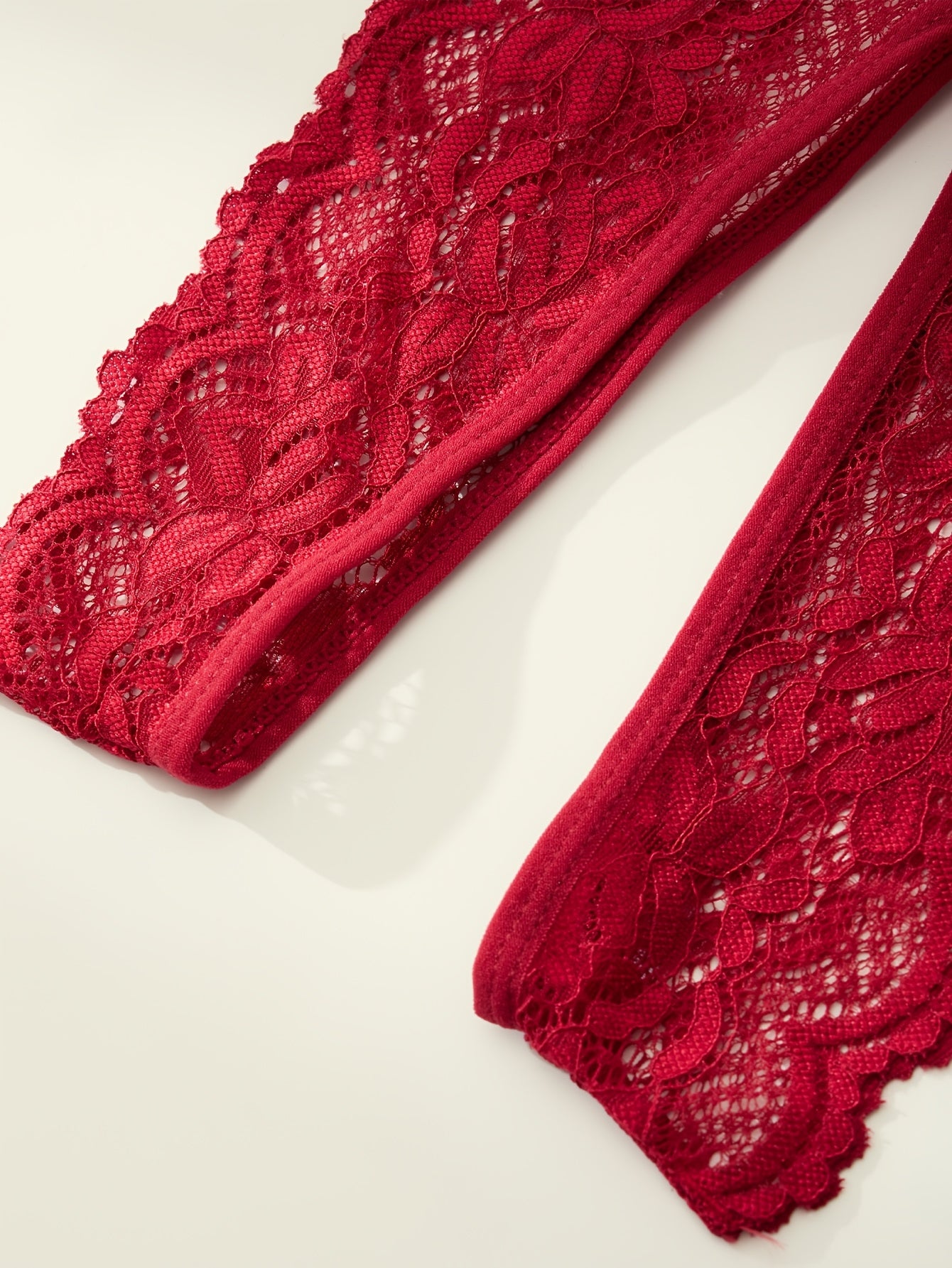 Plus Size Women's Red Lace Thong Panties Open Crotch High Stretch Comfortable