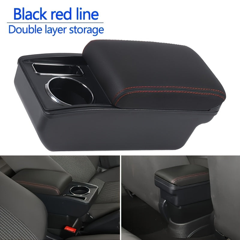 Черный ящик для подлокотника автомобиля из ABS с двойным слоем, с выдвижной крышкой, противоскользящая подставка для стаканов