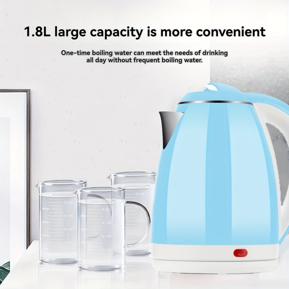 Electric Kettle 1.8L Light Blue Stainless Steel Fast Boiling Large Capacity