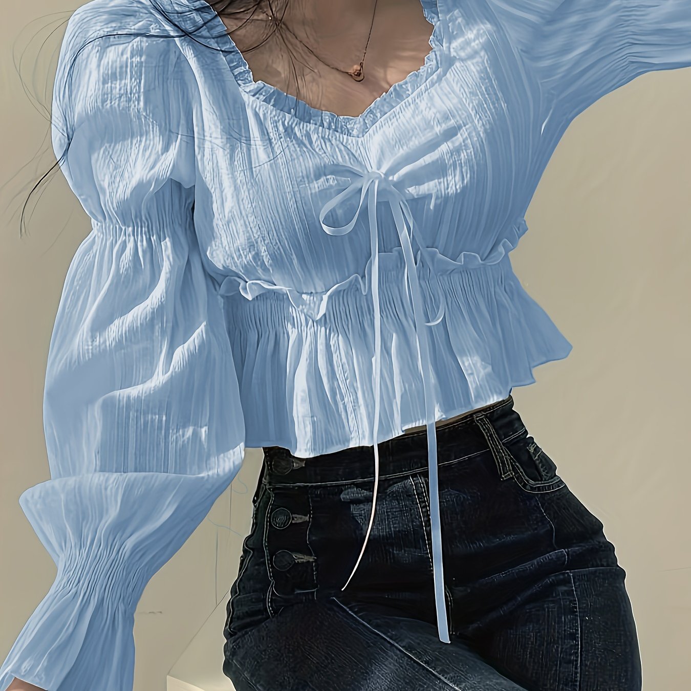 Women's White Cotton Shirt with Square Collar Long Sleeve Spring Autumn Casual