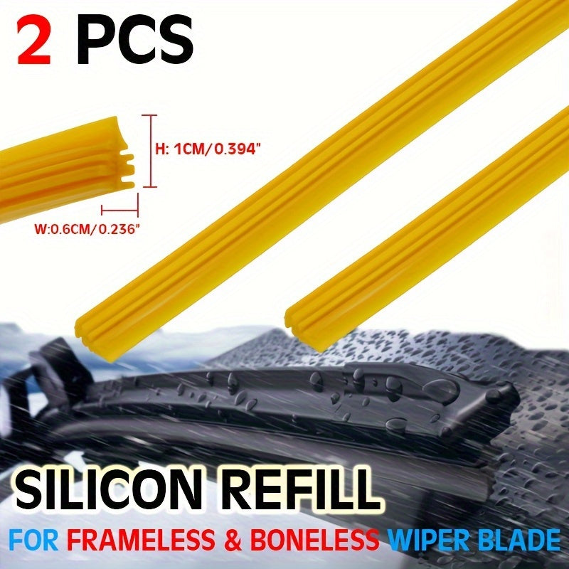 Silicone Wiper Blade Refills 2 Pack for Frameless Windshield Wipers 6mm