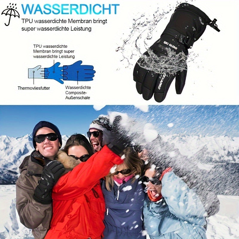 Men and Women Waterproof Touchscreen Ski Gloves with Knit Fabric