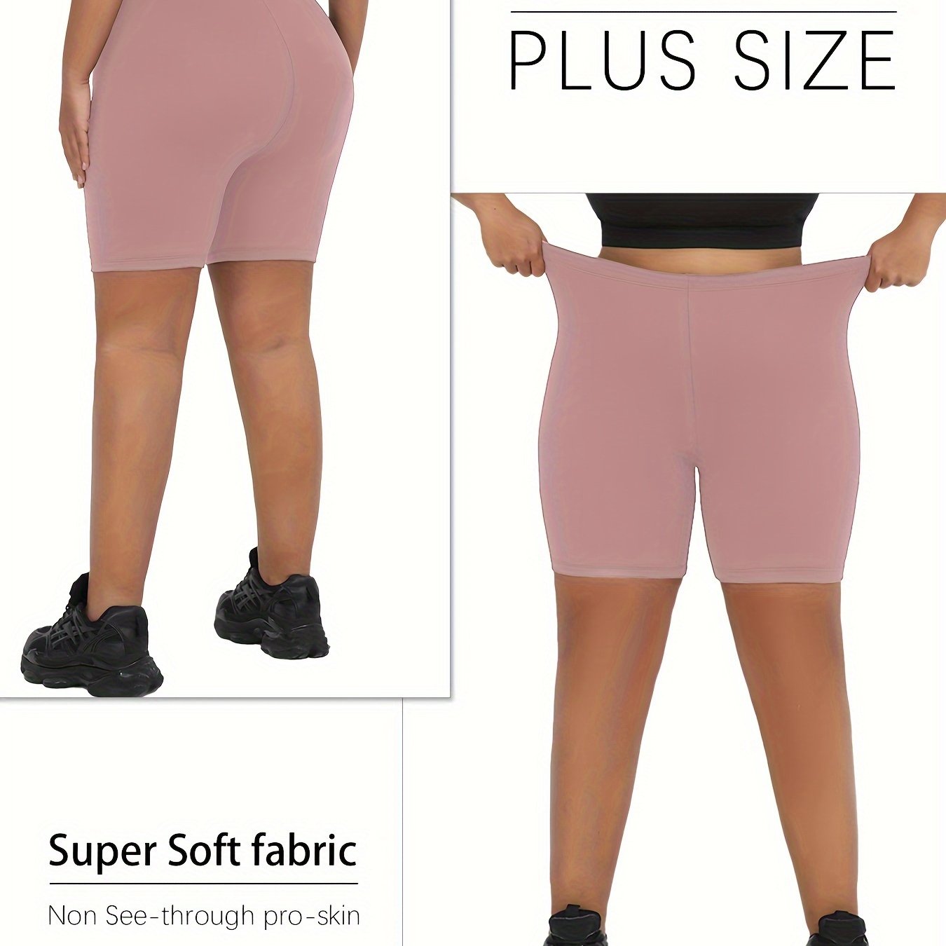 Plus Size Biker Shorts for Women High-Waist Yoga Running Dark Blue