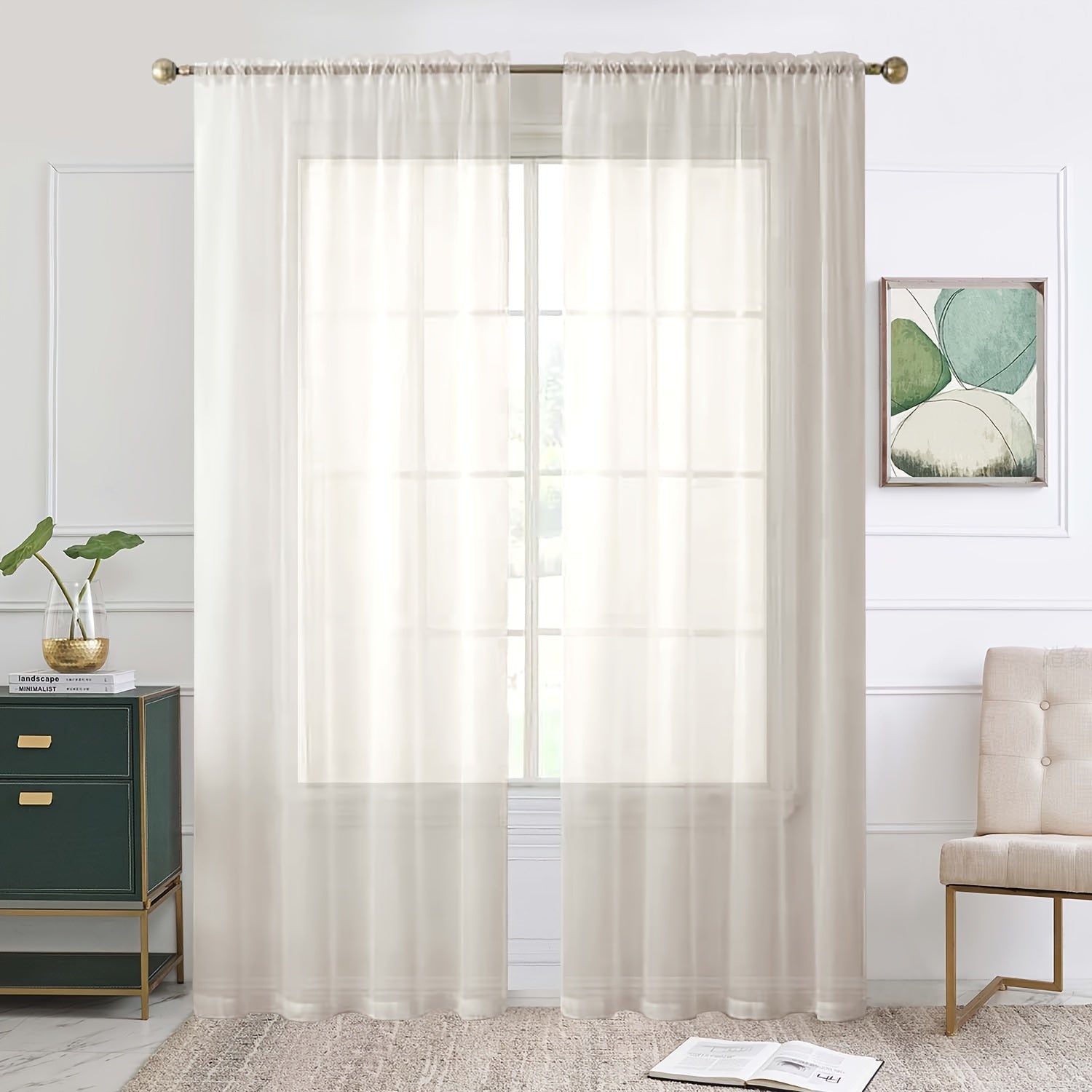 Sheer Curtain Single Panel Light Filtering Privacy Rod Pocket for Living Room Bedroom Kitchen