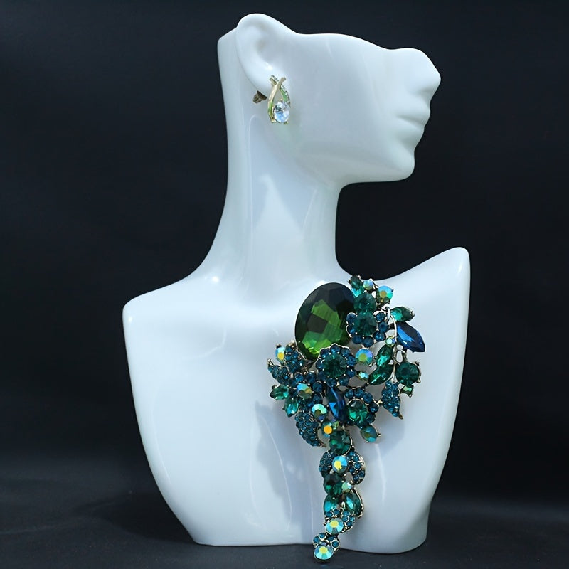 Women’s Rhinestone Flower Brooch Pin Elegant Statement Jewelry