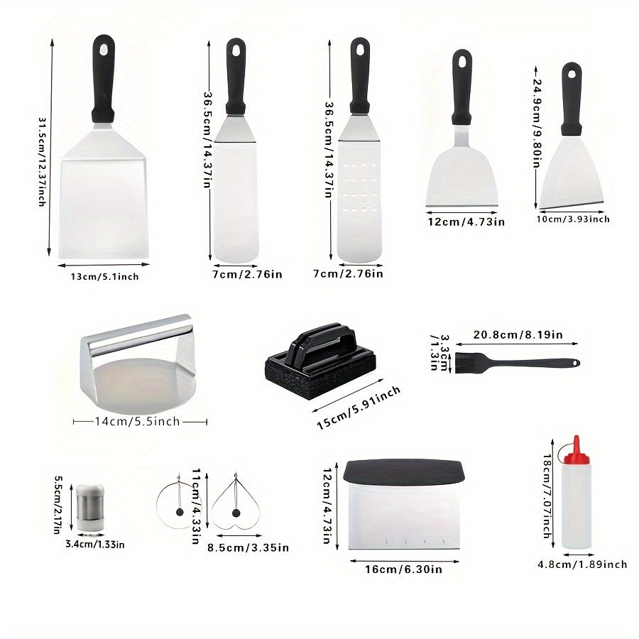 18-Piece Stainless Steel BBQ Tools Set for Blackstone Griddle and Outdoor Cooking