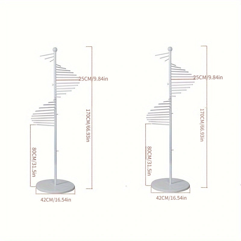 Gold Metal Display Stand for Scarves Ties Belts Rotating Home Organization