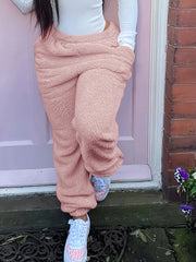 Ayollar uchun dam olish va uyqu kiyimlari uchun yumshoq, elastik belbog'li qulay lounge shimlar.