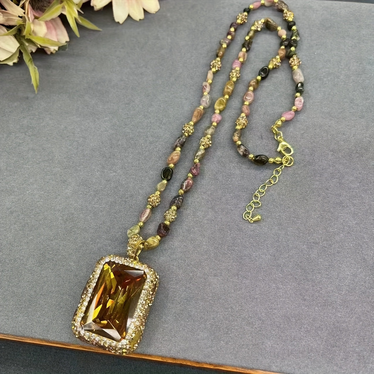 Boho-Chic Jewelry Set with Color-Shifting Turkish and Sudanese Stones Necklace Earrings Ring