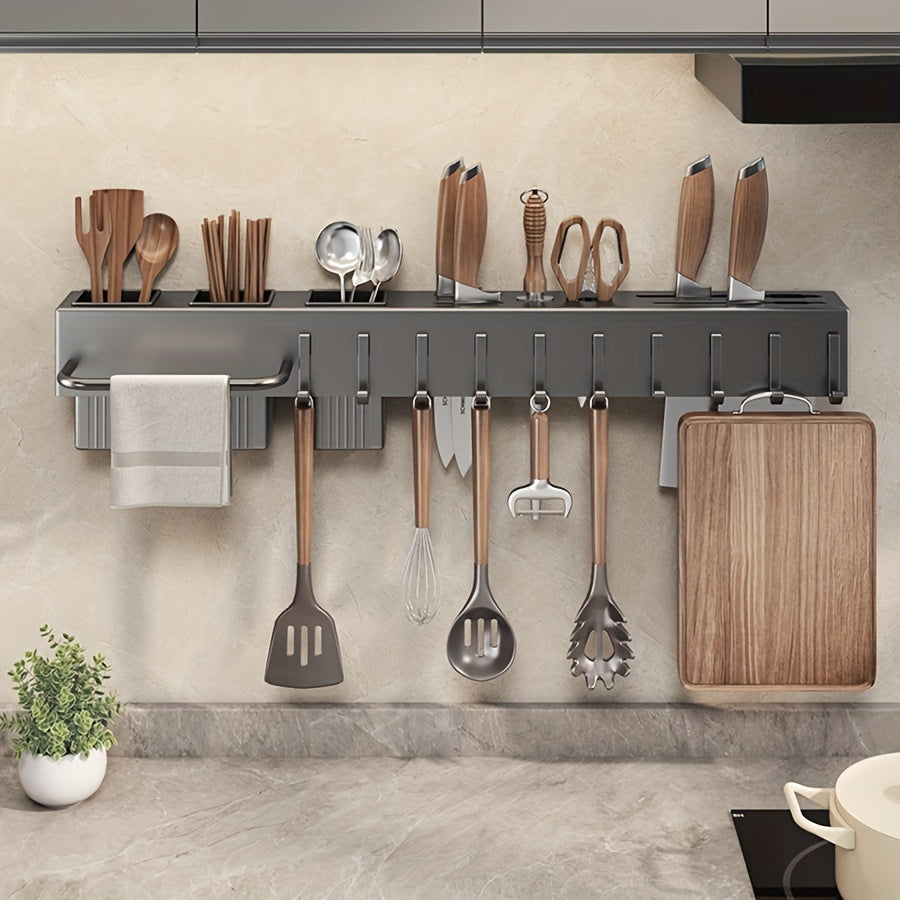 Soporte de cuchillos de cocina resistente para pared de acero al carbono, sostiene 12 utensilios