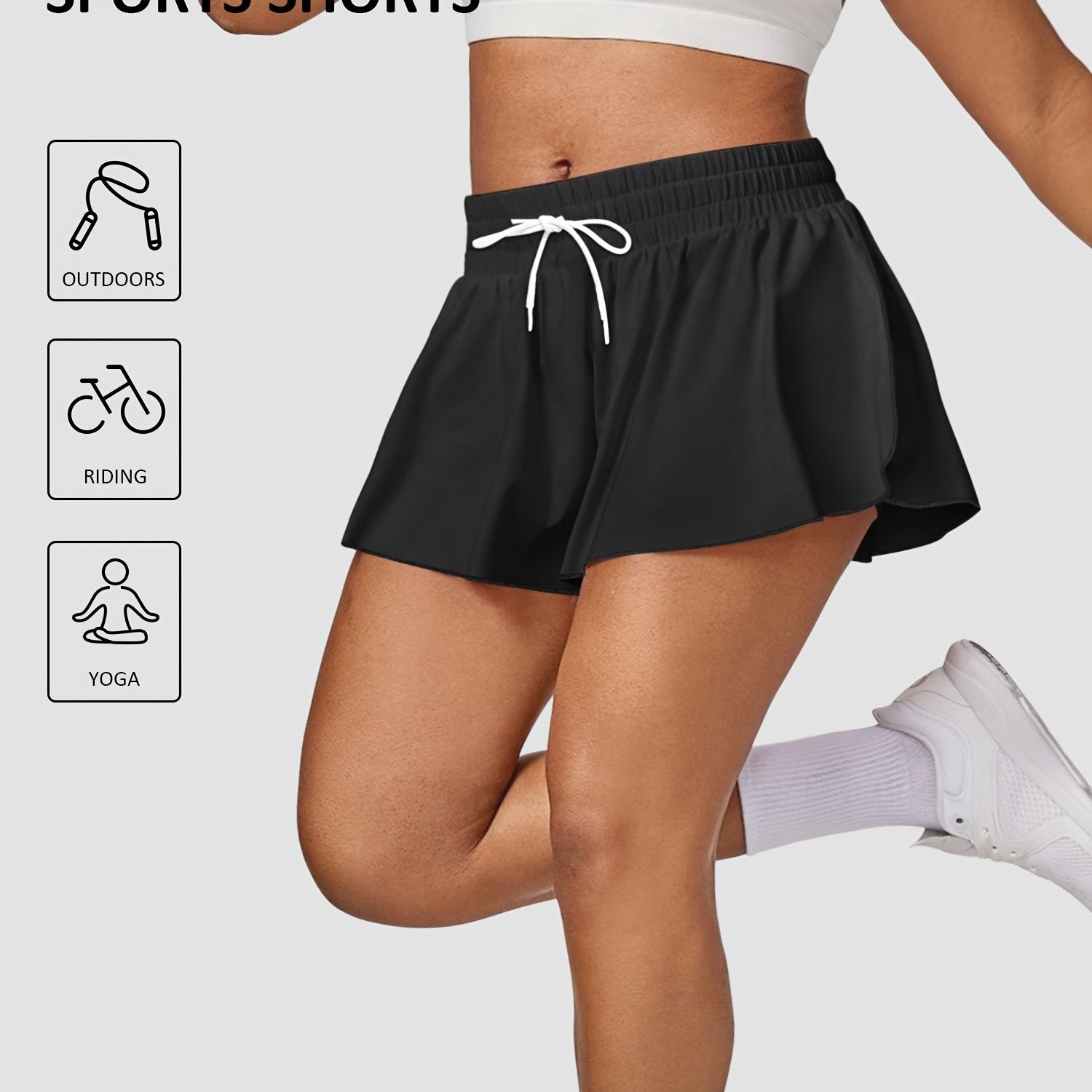Женские шорты для спорта большого размера с высокой талией, быстро сохнущие для йоги и бега, с карманами