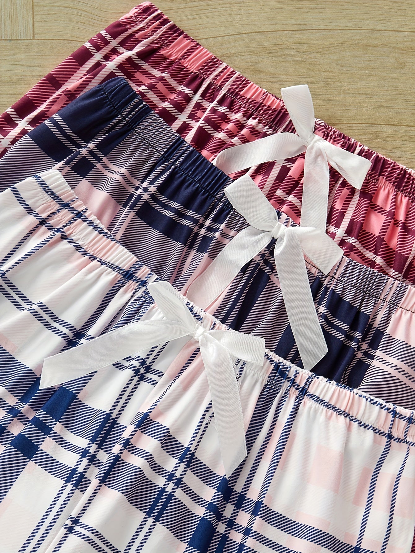 3-Pack Women's Plaid Sleep Pants Polyester Knit Casual All-Season