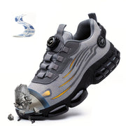 Breathable Mid-Top Safety Shoes with Steel Toe Cap Rubber Sole Fabric Insole
