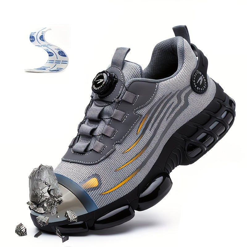 Breathable Mid-Top Safety Shoes with Steel Toe Cap Rubber Sole Fabric Insole