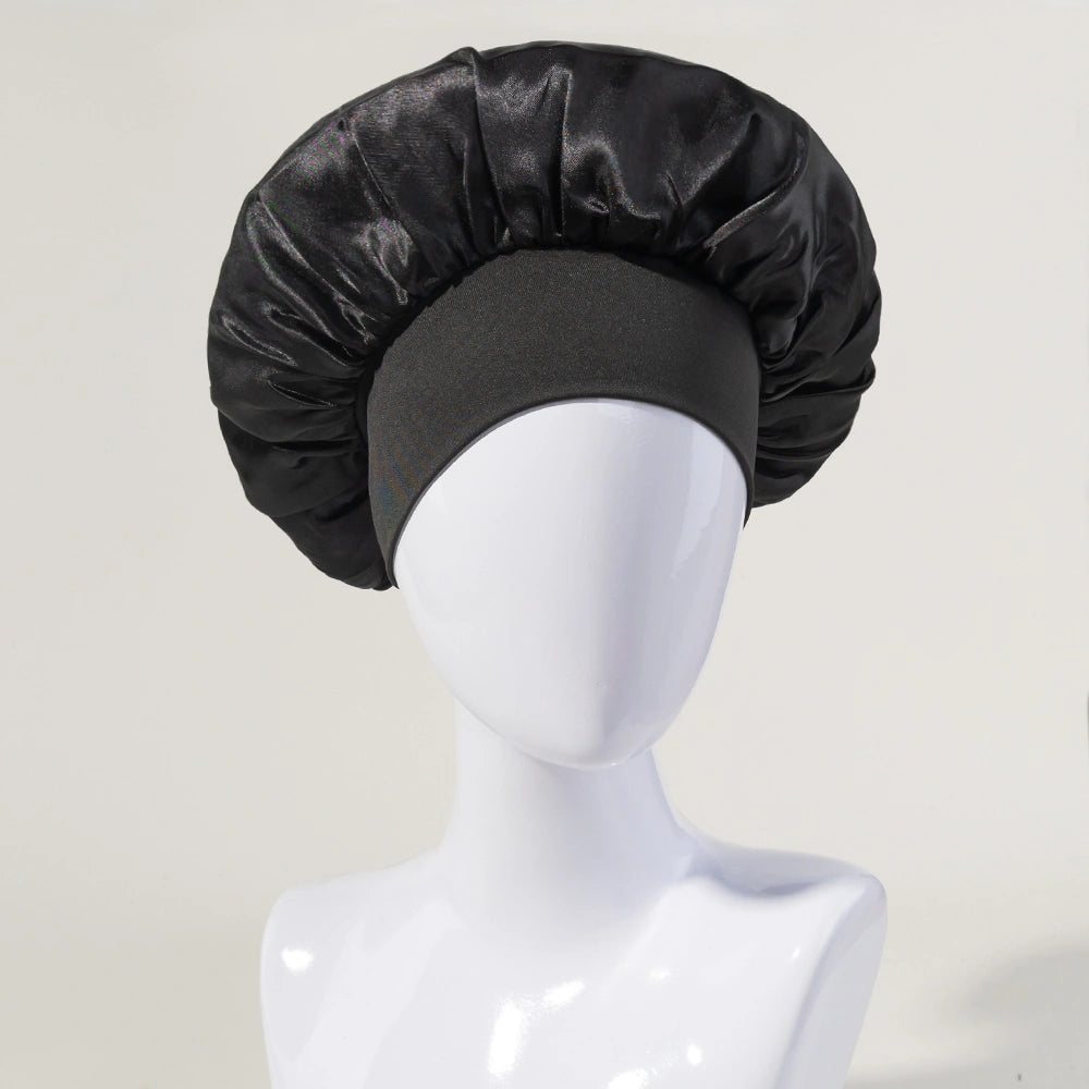 Women's Satin Sleeping Cap with Wide Elastic Band for Curly Hair