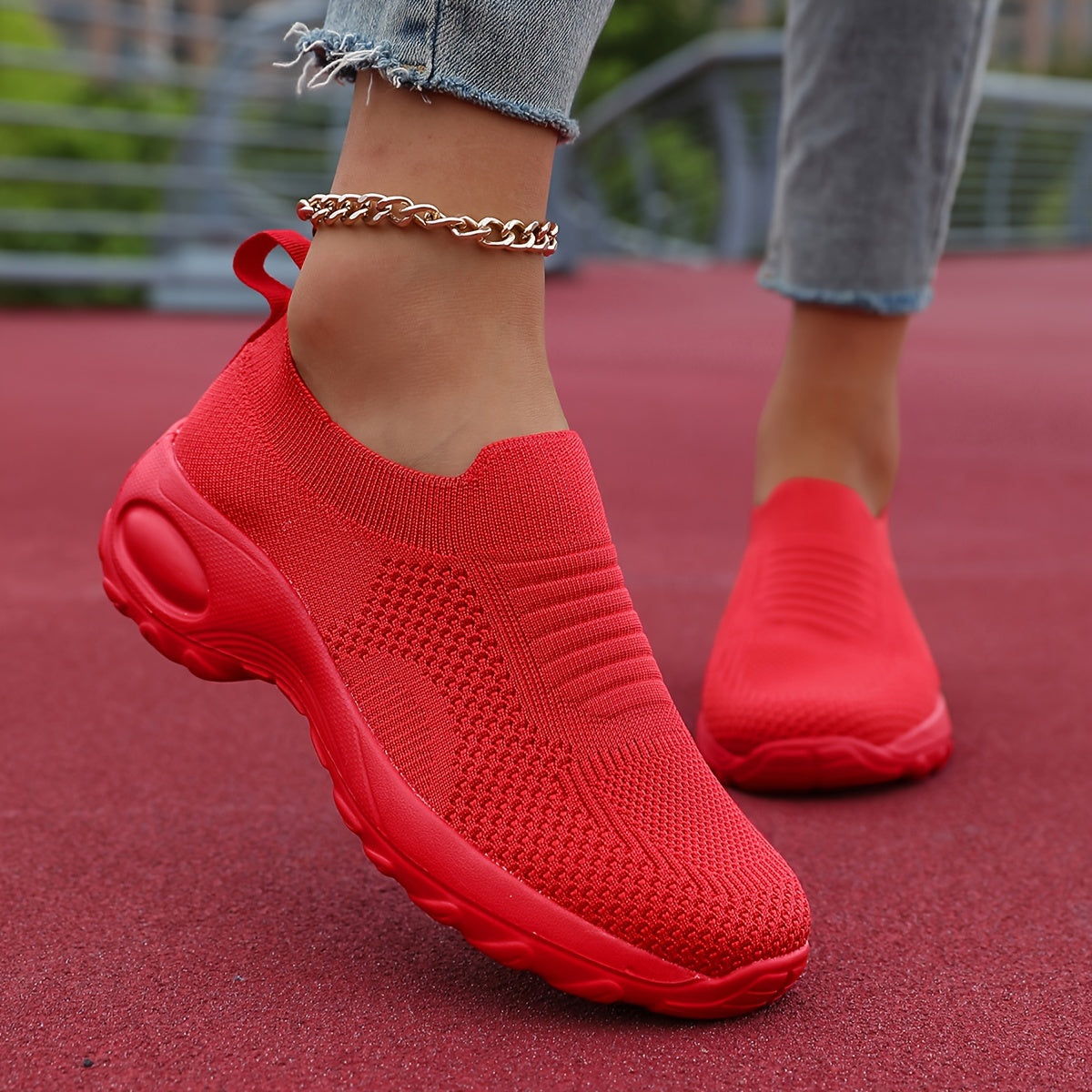 Women's Breathable Slip-On Sneakers with Embroidered Detail and Durable MD Sole