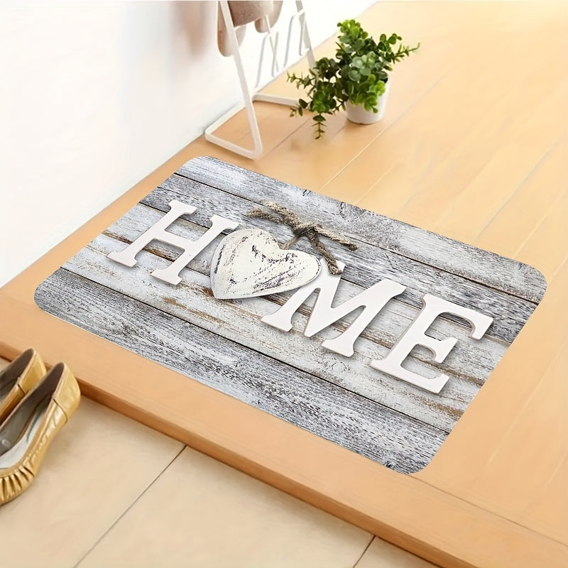 Коврик с рисунком из дерева и английскими буквами — уютный, пригодный для машинной стирки коврик для прихожей, гостиной, спальни — акцент в деревенском стиле, изготовлен из 100% полиэстера, прямоугольной формы