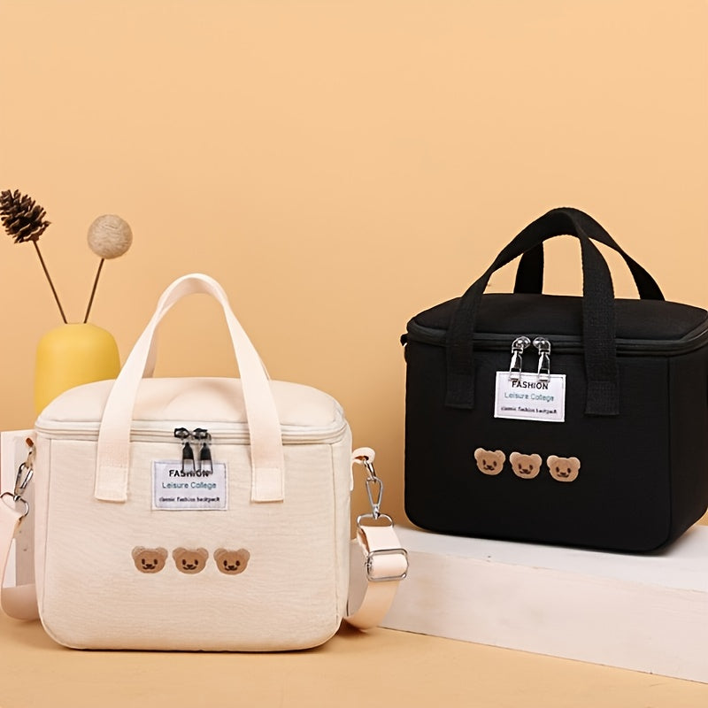 Mummy Canvas Lunch Bag with Rice Lunch Box Large Capacity Thermal Insulated for Students