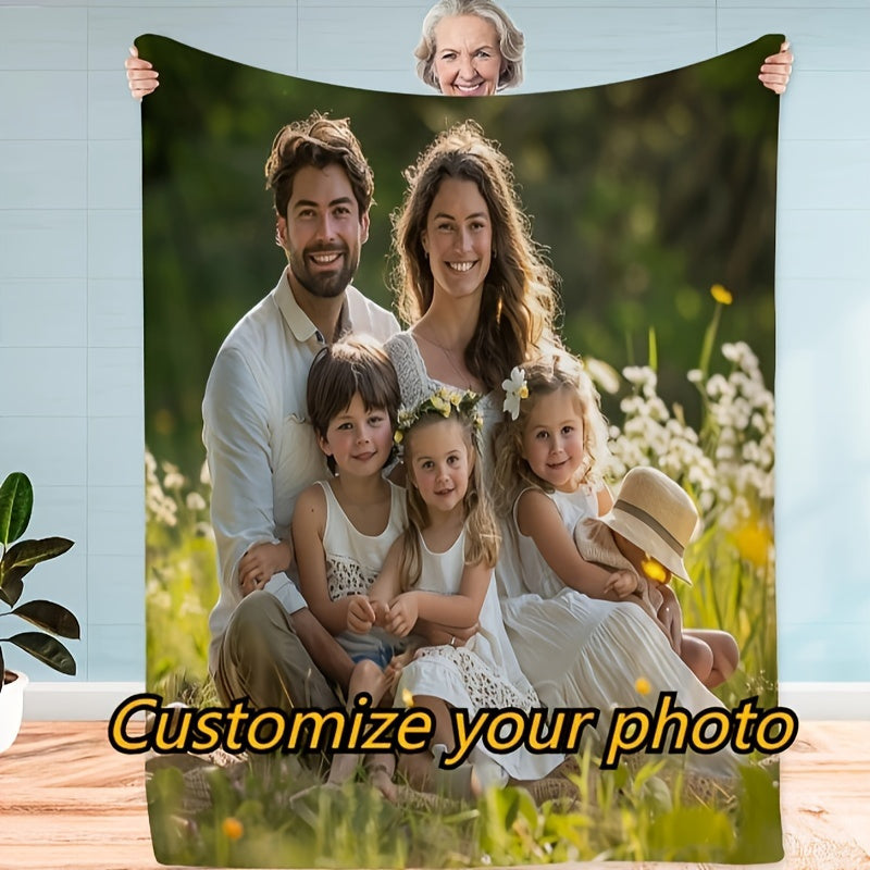 Personalized Photo Flannel Blanket Lightweight Polyester for All Seasons