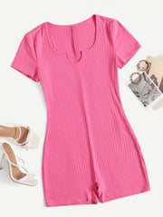 Plus Size ayollar uchun bir bo'yalgan, siqilgan bel yog'ali yoga romper shorti