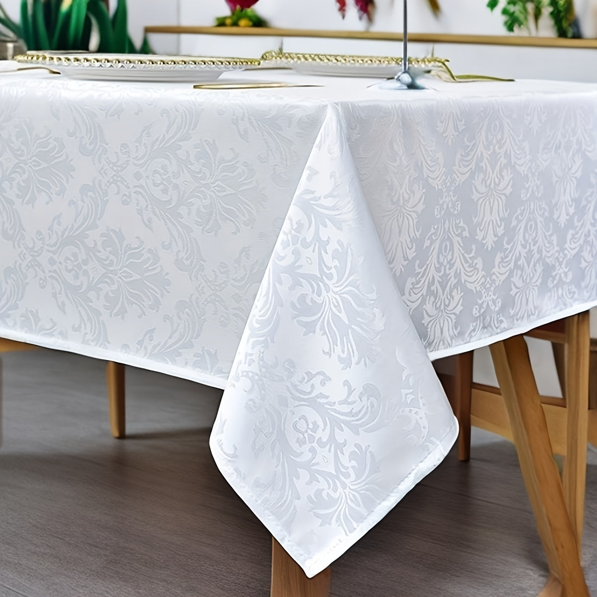 Polyester Floral Pattern Waterproof Oil-Proof Tablecloth for Picnic and Home Decor