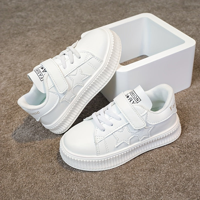 Girls' Star-Embellished Low-Top Sneakers for Comfort and Non-Slip Support All-Season