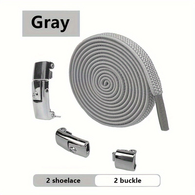 Unisex Elastic No-Tie Shoelaces Lazy Metal Lock Laces for Sports and Casual