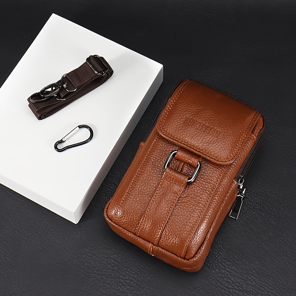 Men's Waist Bag Leather Fanny Pack for Walking Cycling Gym Workouts