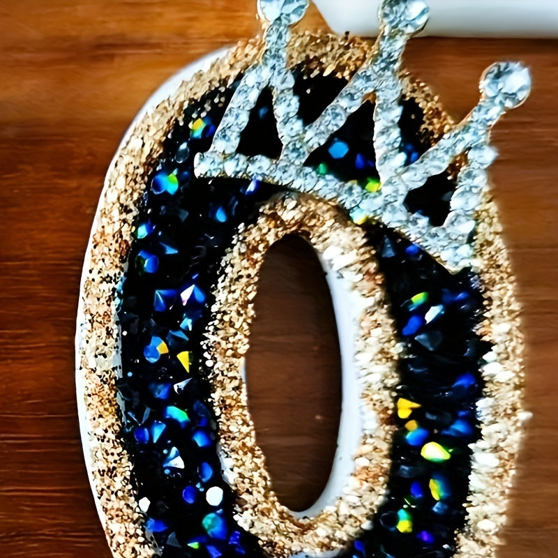 Bayramlar uchun Oltin va Ko'k Yaltirash bilan Qora Olmos Taxtasi Tug'ilgan Kun Shami