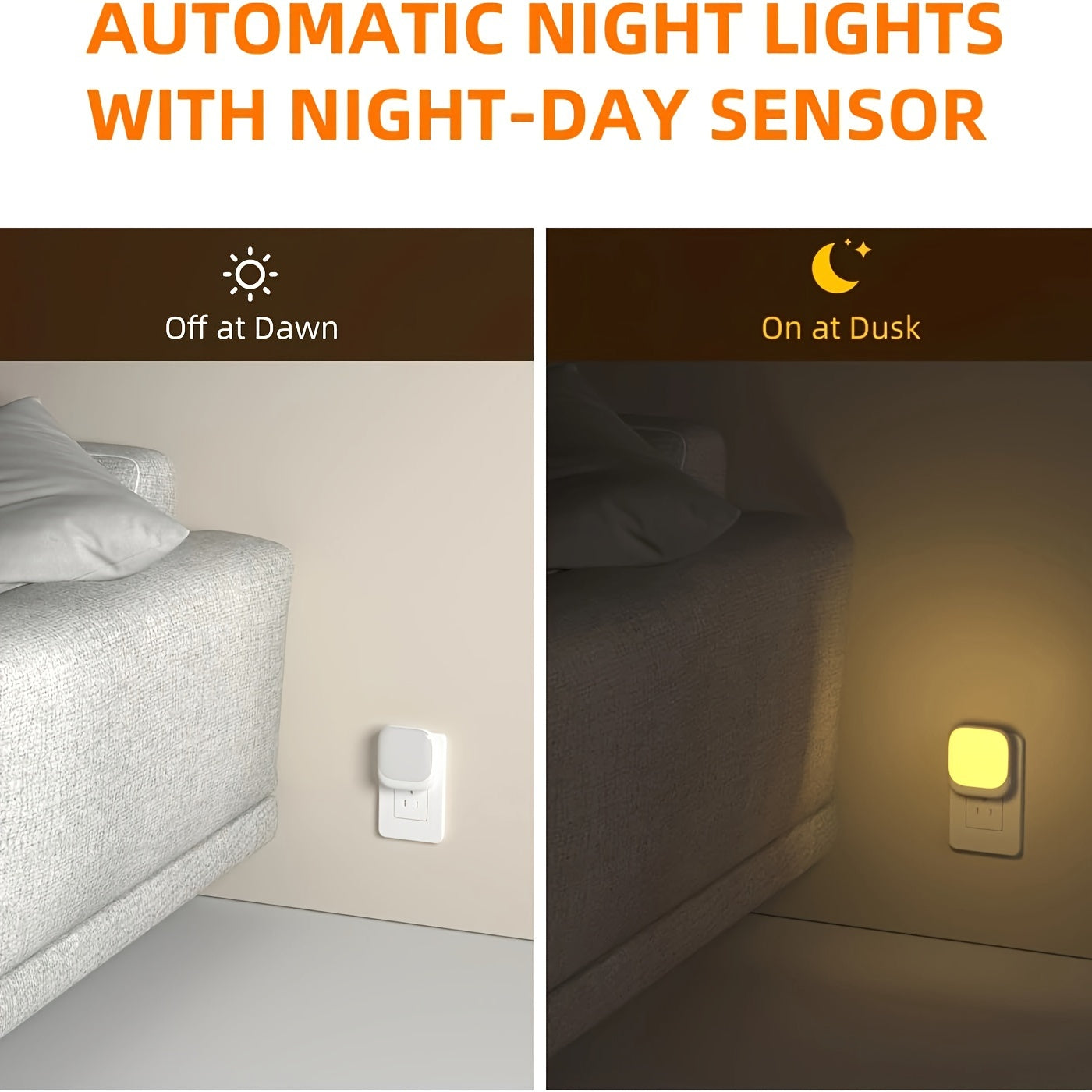 Modern LED Night Lights with Sensor Adjustable Brightness Soft White 3000K for Hallway Bedroom Stairway