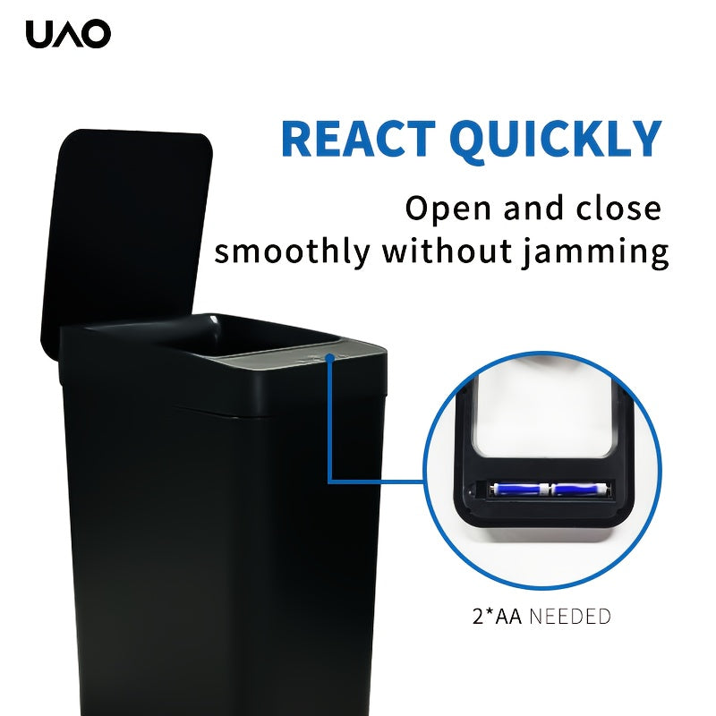 Batareyali Smart Slim Trash Can, oyoq bilan ochiladigan qopqog'i bilan oshxona va hammom uchun, hammom uchun ideal.
