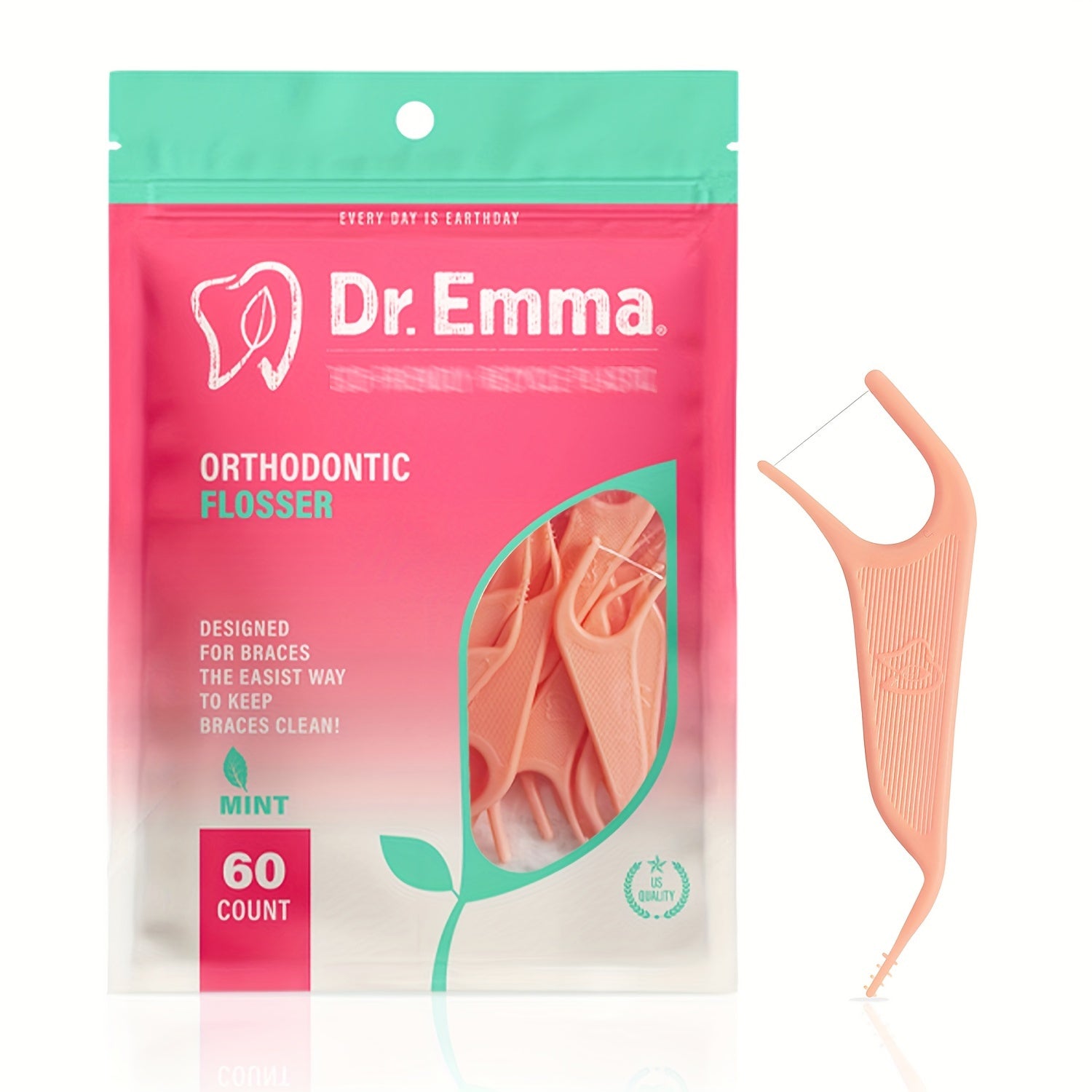 60 dona ortodontik flossers uchun braketlar mo'ljallangan, nashrli ta'm, tish tanlovi