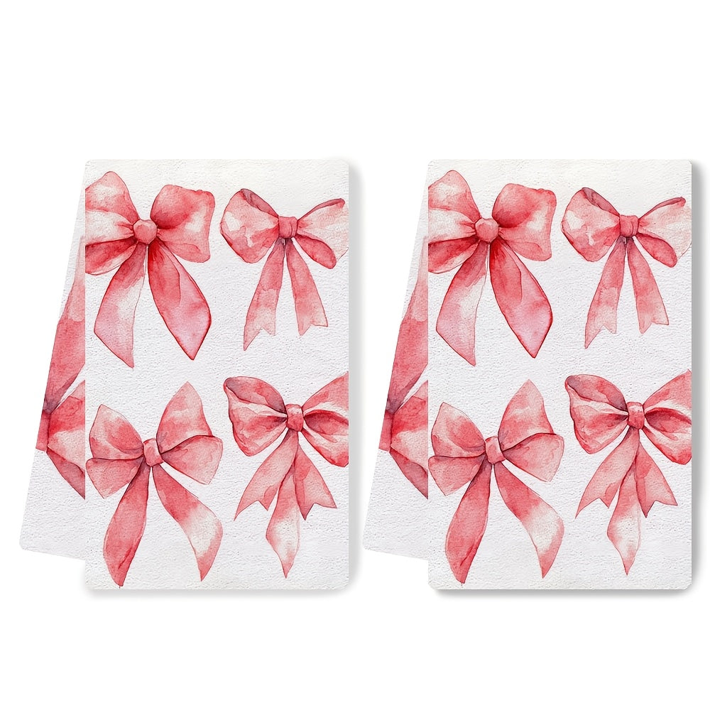 Toallas de cocina ultra suaves con patrón de lazo rojo, absorbentes, 40x60 cm
